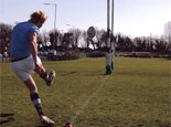 Watkins attempts to hit the posts in the accuracy drill.