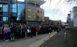 Varsity queues on campus 