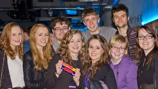 Ceinwen Cloney (centre) with her supporters.