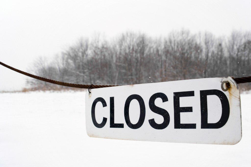 Closed Sign for Snow Storm